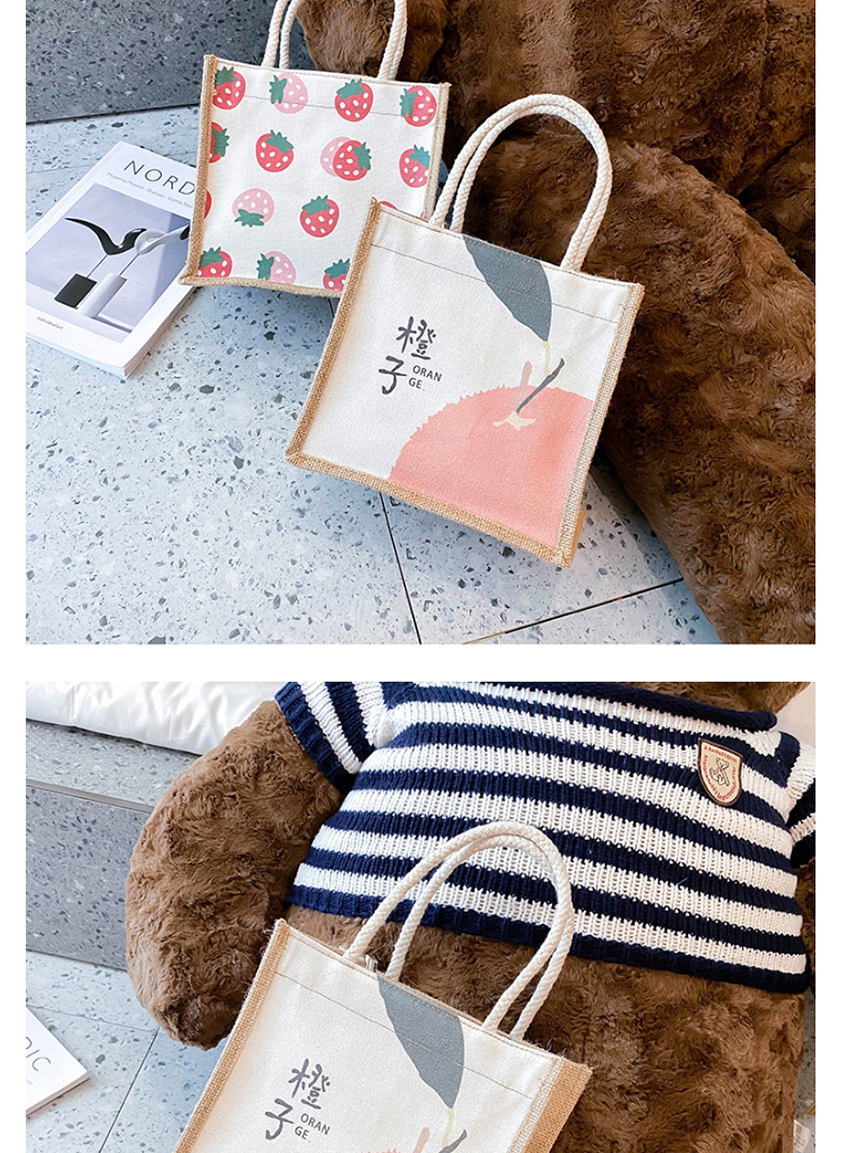 Fashion Strawberry Canvas Print Contrast Color Handbag,Handbags