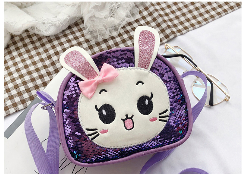 Fashion Rainbow Colors Sequined Bunny Childrens One-shoulder Diagonal Bag,Shoulder bags