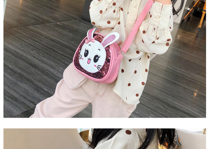 Fashion Pink Sequined Bunny Childrens One-shoulder Diagonal Bag,Shoulder bags