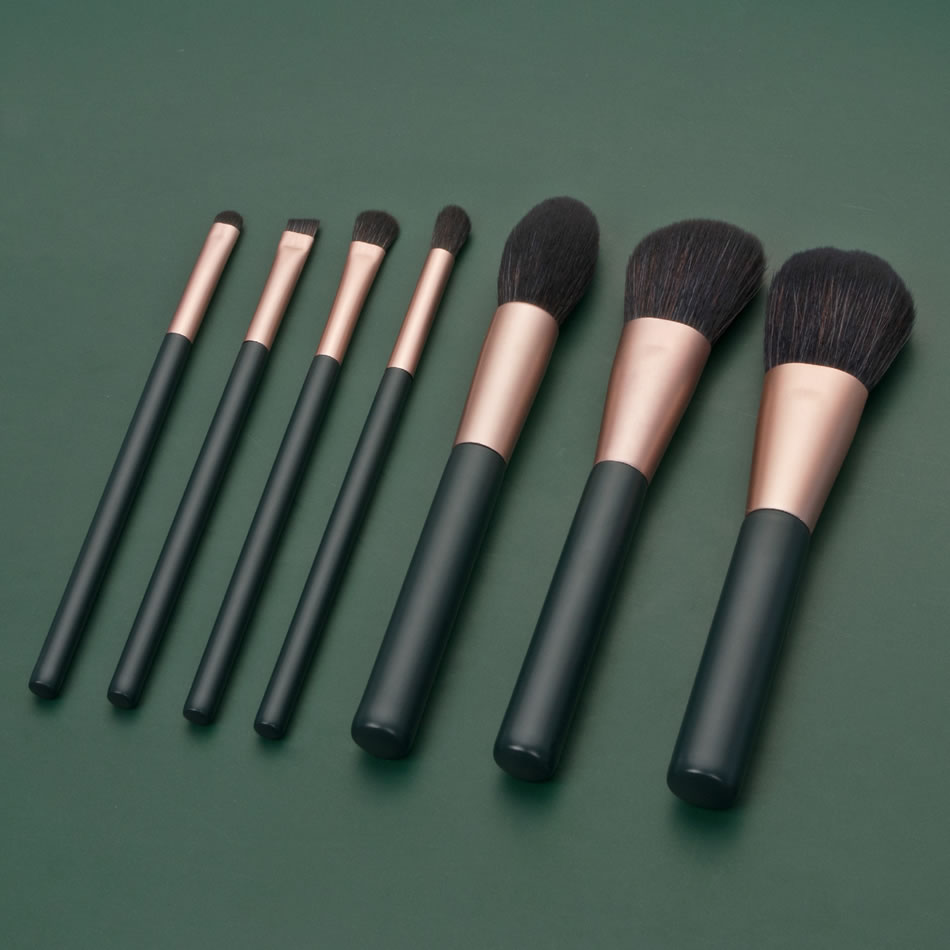 Fashion Dark Green Wooden Handle Aluminum Tube Makeup Brush Set,Beauty tools