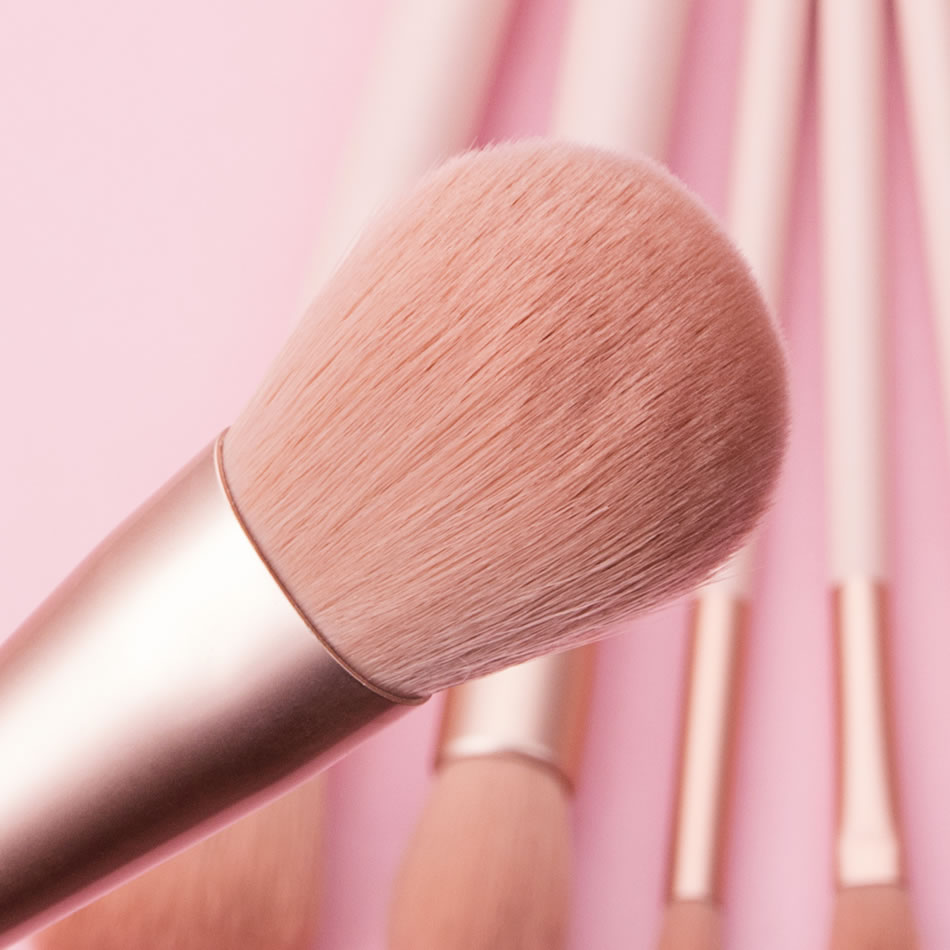 Fashion Pink Wooden Handle Aluminum Tube Makeup Brush Set,Beauty tools