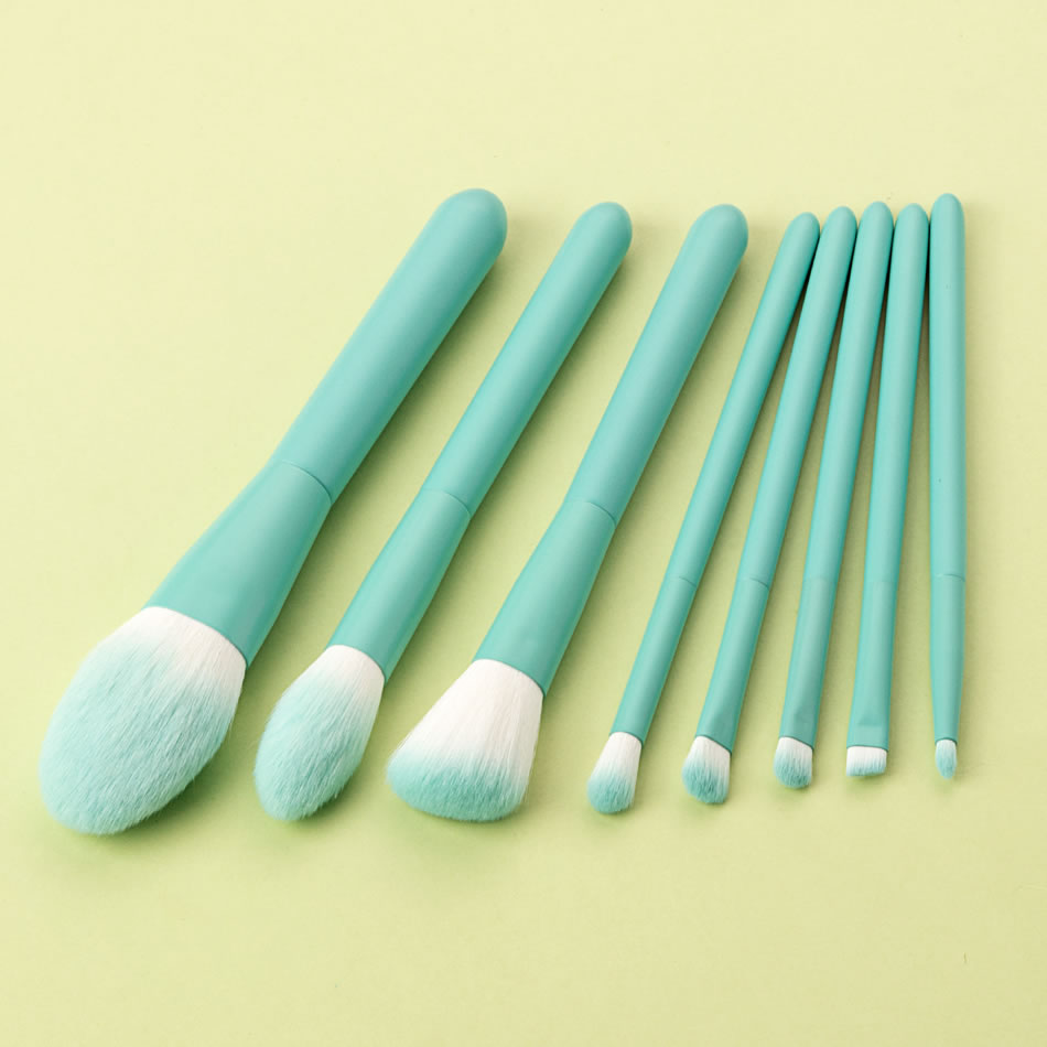 Fashion 8 Turquoise Blue Wooden Handle Aluminum Tube Makeup Brush Set,Beauty tools