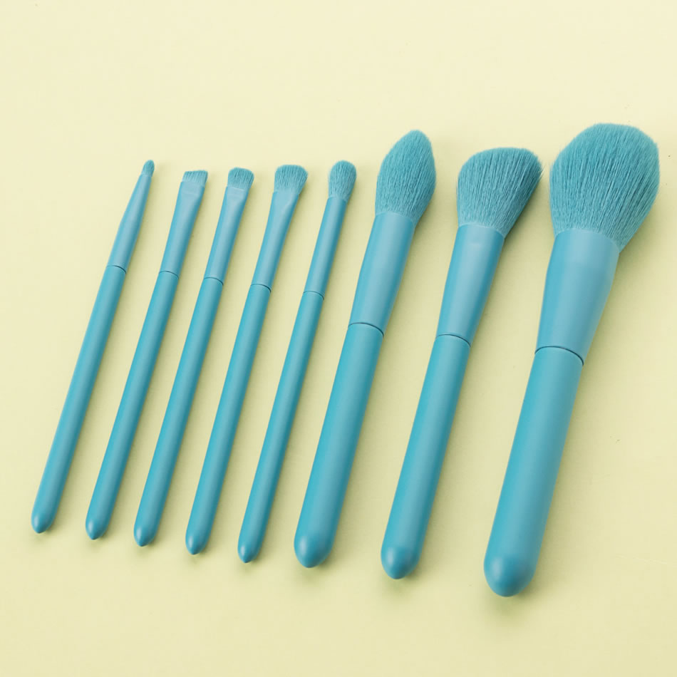 Fashion 8 Deep Sea Blue Wooden Handle Aluminum Tube Makeup Brush Set,Beauty tools