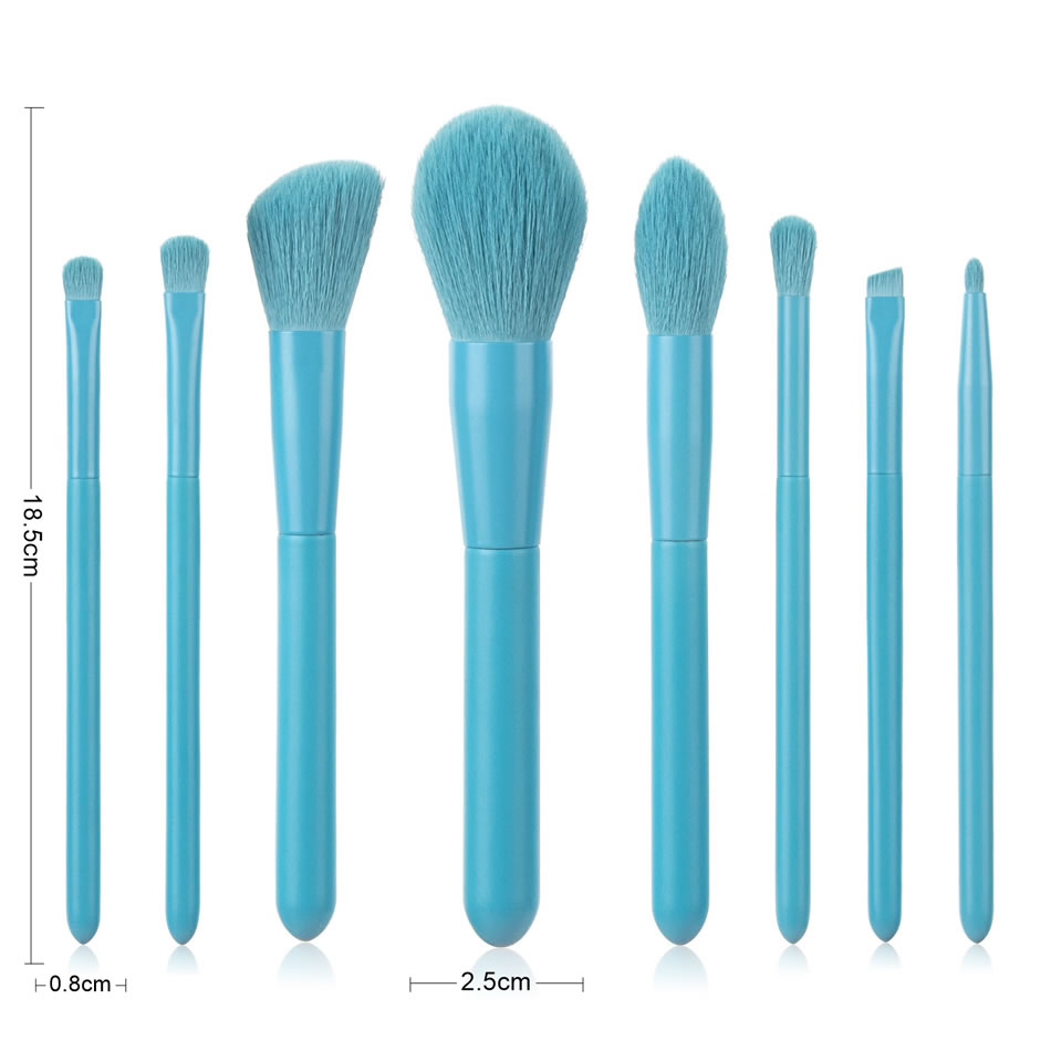 Fashion 8 Deep Sea Blue Wooden Handle Aluminum Tube Makeup Brush Set,Beauty tools
