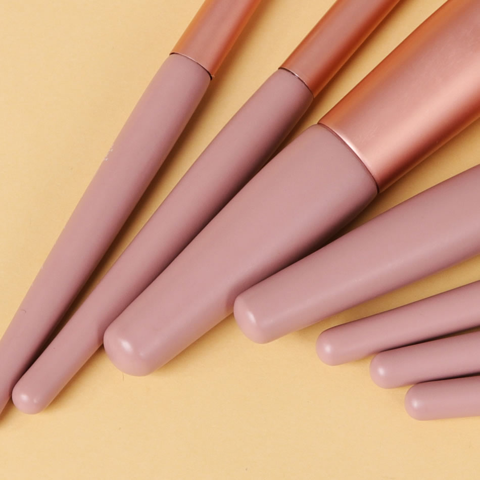 Fashion 7 Pink Wooden Handle Aluminum Tube Makeup Brush Set,Beauty tools