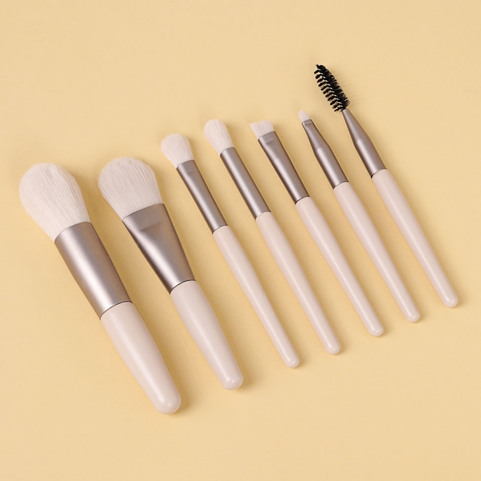 Fashion 7 Sticks Of Apricot Wooden Handle Aluminum Tube Makeup Brush Set,Beauty tools