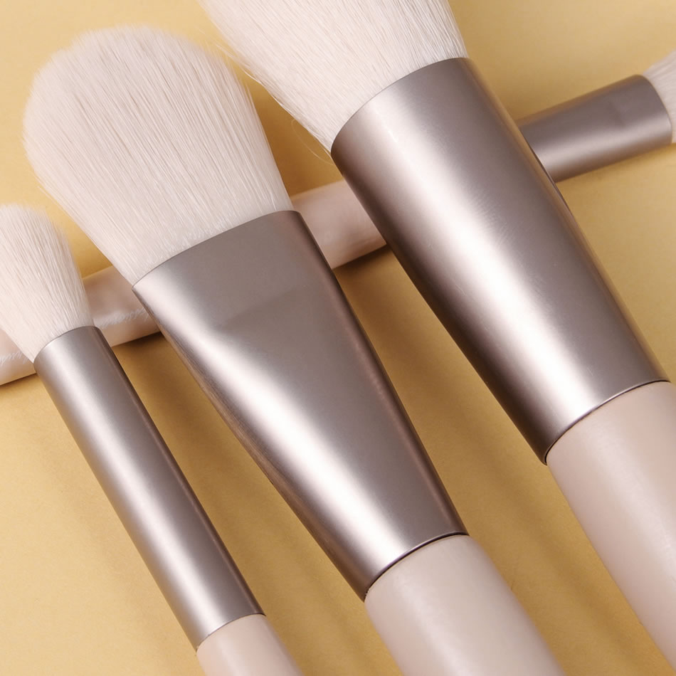 Fashion 7 Sticks Of Apricot Wooden Handle Aluminum Tube Makeup Brush Set,Beauty tools
