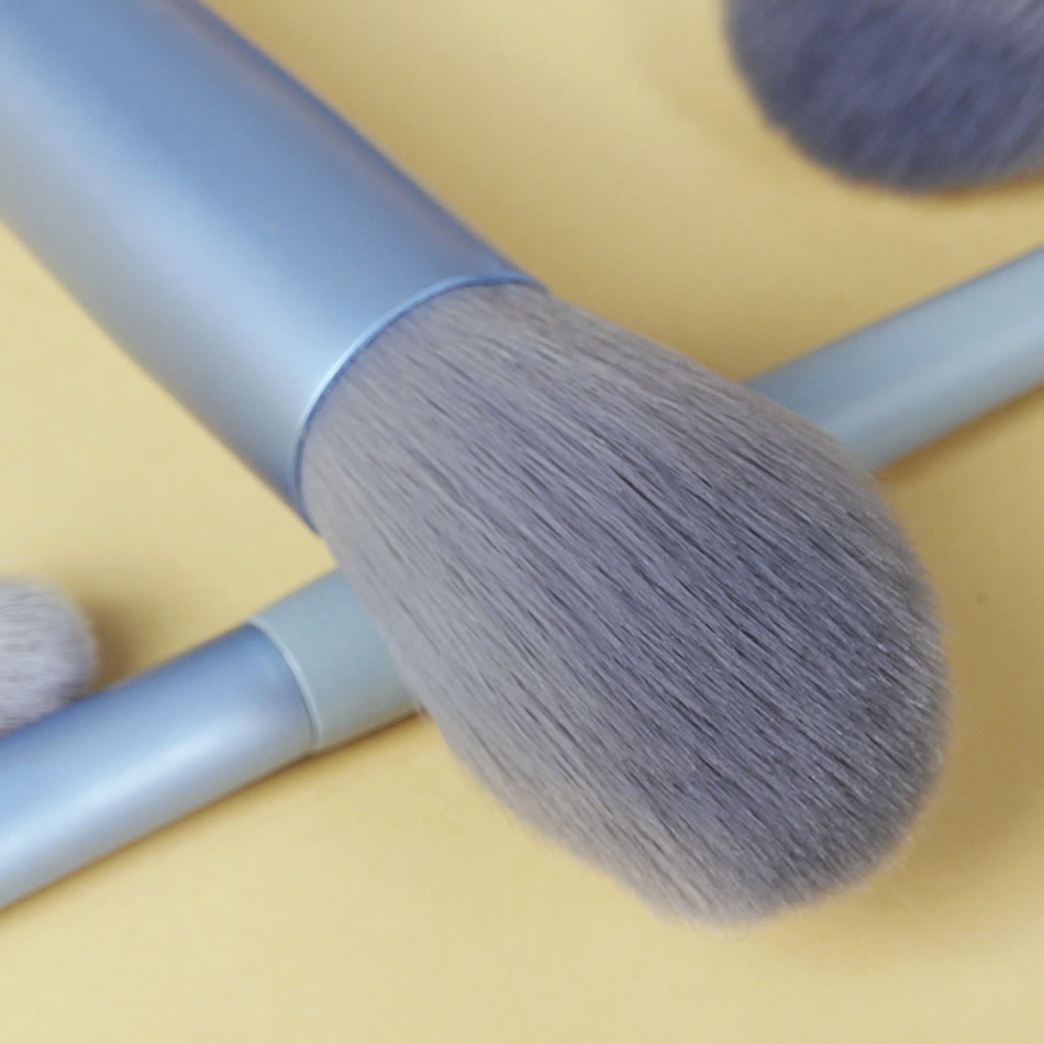 Fashion 7 Water Blue Wooden Handle Aluminum Tube Makeup Brush Set,Beauty tools