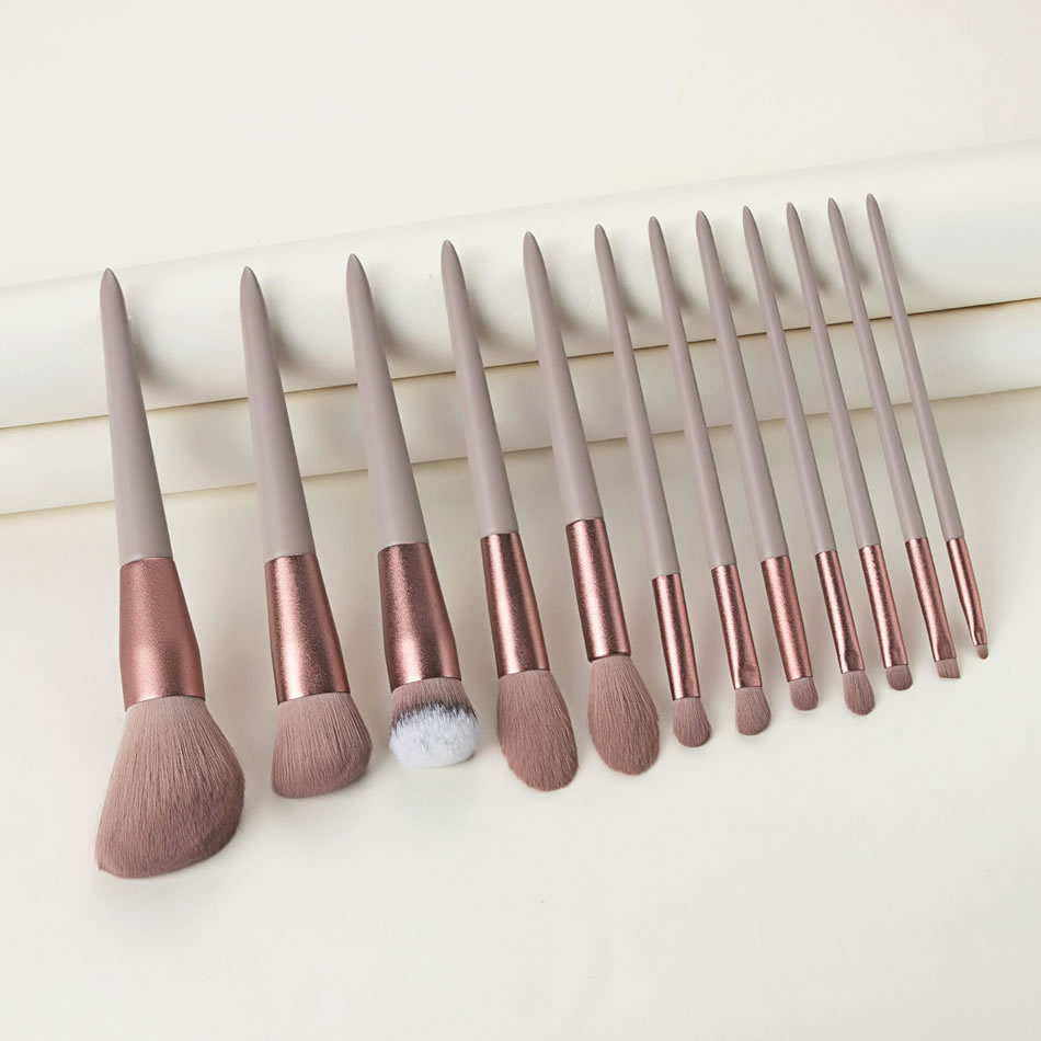 Fashion 12 Brown Wooden Handle Aluminum Tube Makeup Brush Set,Beauty tools