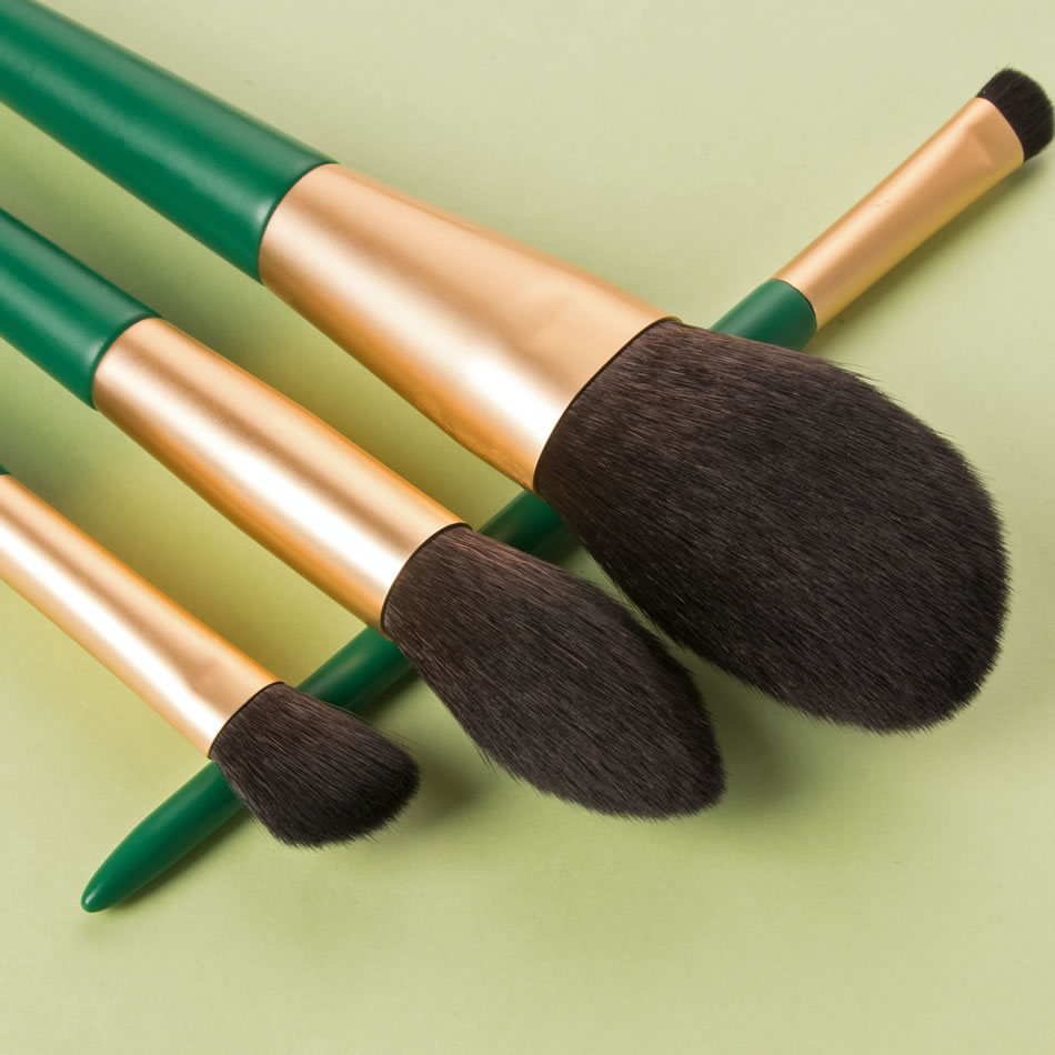 Fashion 12 Green Wooden Handle Aluminum Tube Makeup Brush Set,Beauty tools