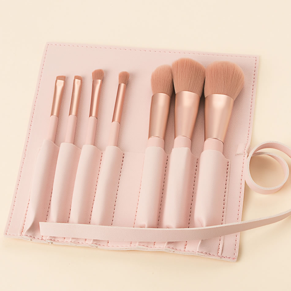Fashion 7 Sticks Of Fine Powder With Bag Wooden Handle Aluminum Tube Makeup Brush Set With Bag,Beauty tools