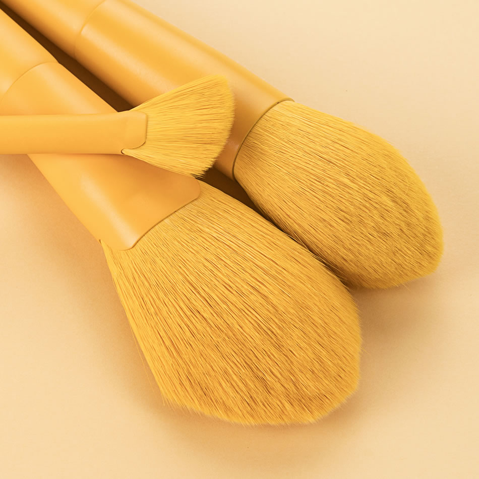 Fashion 10 Yellow Wooden Handle Aluminum Tube Makeup Brush Set,Beauty tools