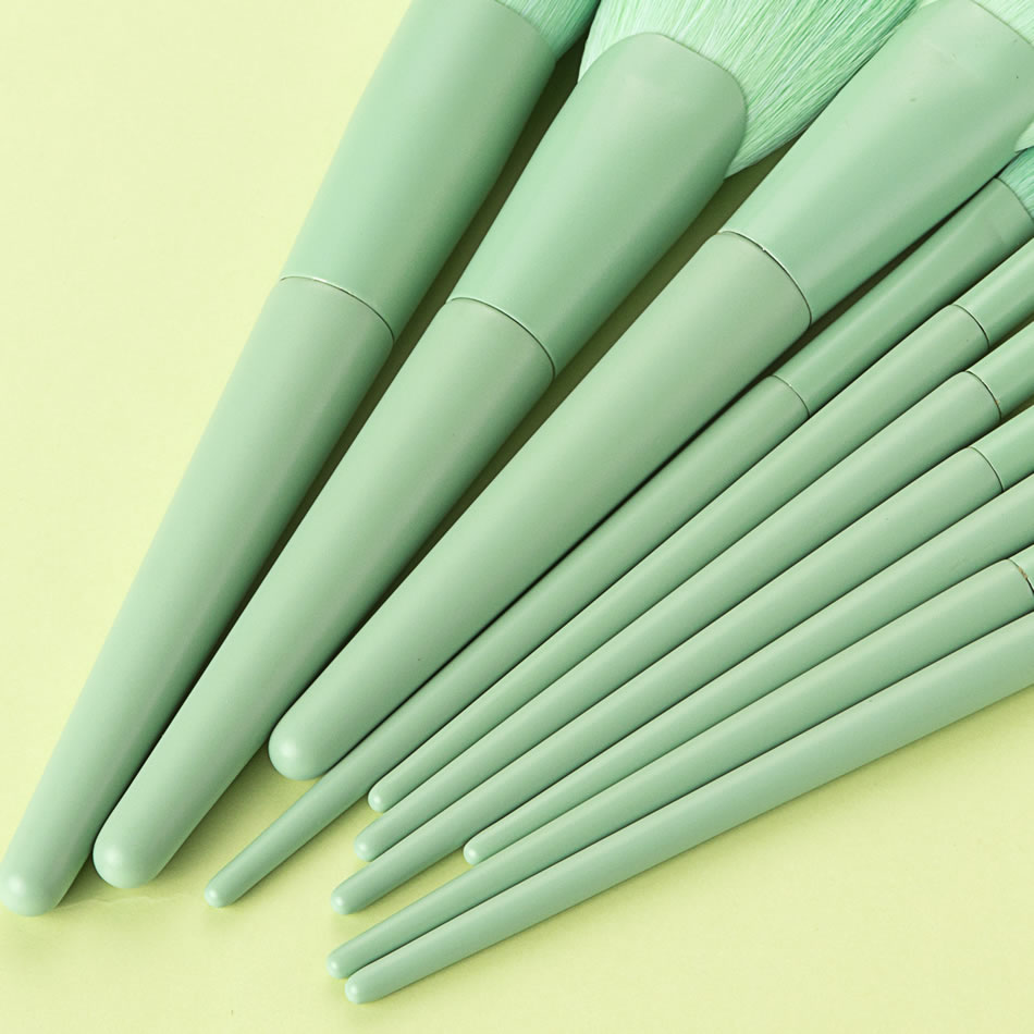 Fashion 10 Light Green Wooden Handle Aluminum Tube Makeup Brush Set,Beauty tools