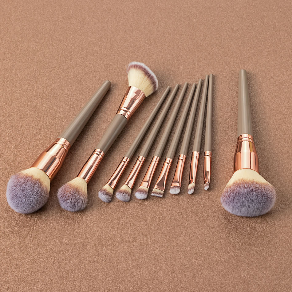 Fashion 10 Pen Gold Wooden Handle Aluminum Tube Makeup Brush Set,Beauty tools