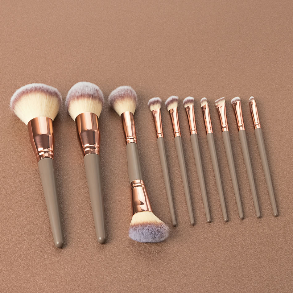 Fashion 10 Pen Gold Wooden Handle Aluminum Tube Makeup Brush Set,Beauty tools