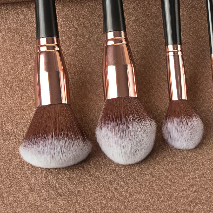 Fashion 10 Black Gold Wooden Handle Aluminum Tube Makeup Brush Set,Beauty tools