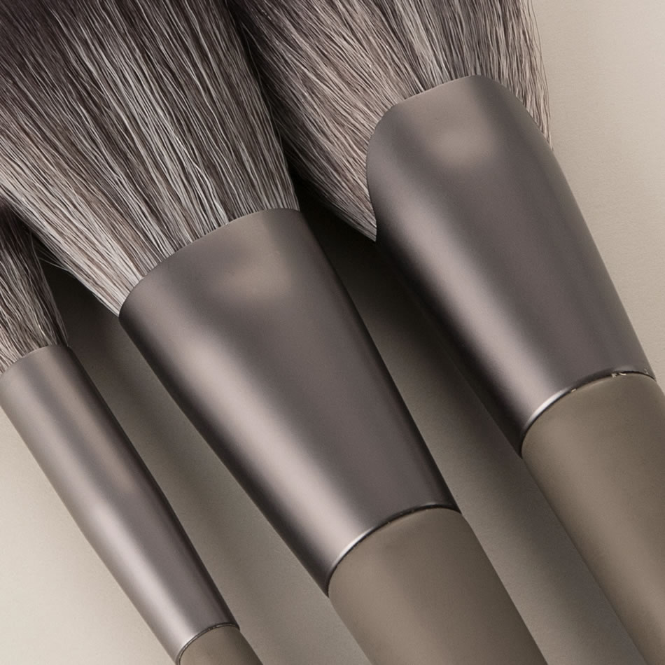 Fashion 12 Dark Gray Wooden Handle Aluminum Tube Makeup Brush Set,Beauty tools
