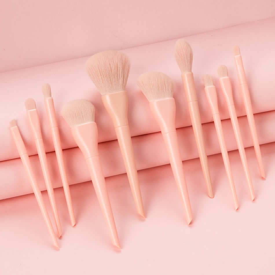 Fashion 10 Sticks Of Vegetarian Powder With Bag Plastic Makeup Brush Set With Bag,Beauty tools