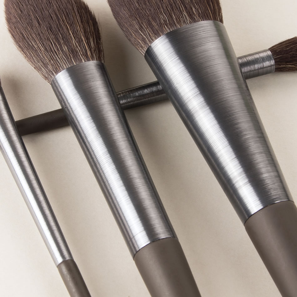 Fashion 9 Black Silver Wooden Handle Aluminum Tube Makeup Brush Set,Beauty tools