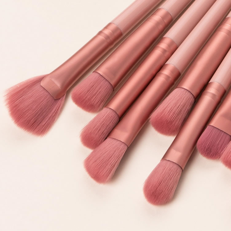 Fashion 12 Pink Eyebrow Brushes-elbow Wooden Handle Aluminum Tube Makeup Brush Set,Beauty tools