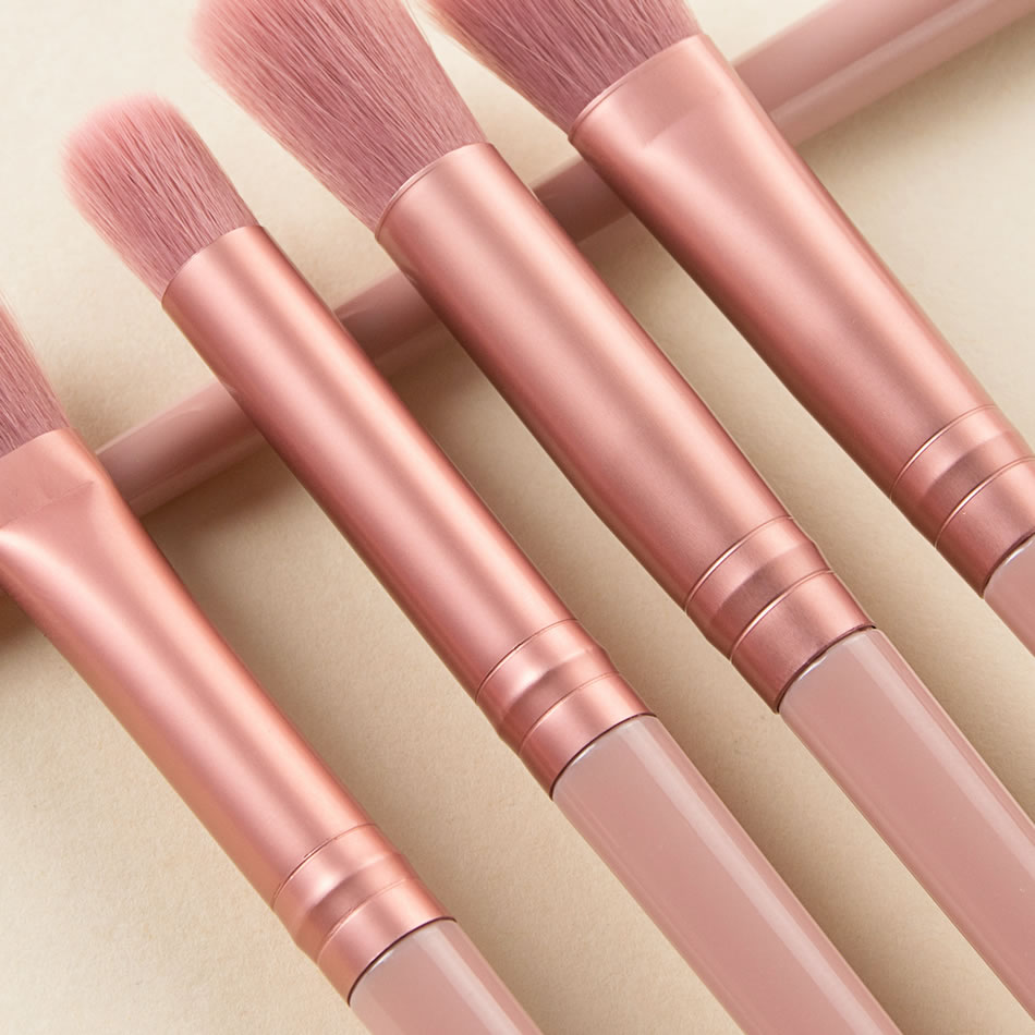 Fashion 12 Pink Eyebrow Brushes-straight Wooden Handle Aluminum Tube Makeup Brush Set,Beauty tools