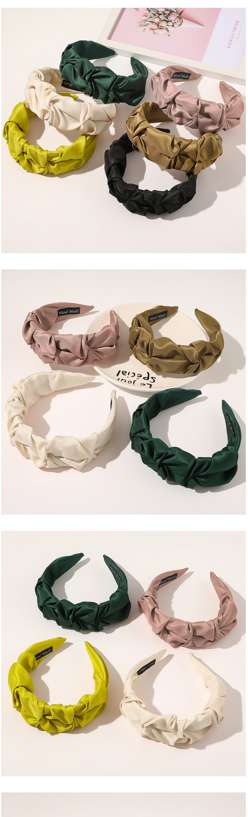 Fashion Crinkle Coffee Pleated Fabric Striped Twist Broad-side Headband,Head Band