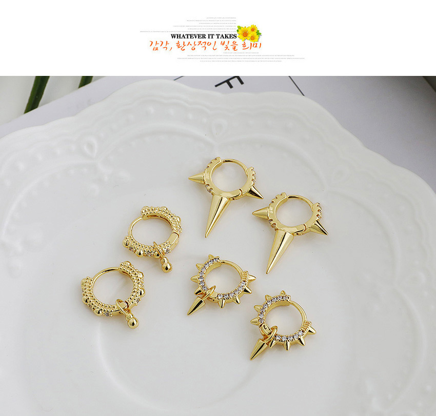 Fashion Golden Copper Inlaid Zircon Geometric Earrings,Hoop Earrings