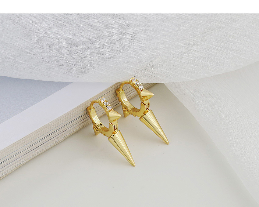 Fashion Golden Copper Inlaid Zircon Rivet Earrings,Hoop Earrings