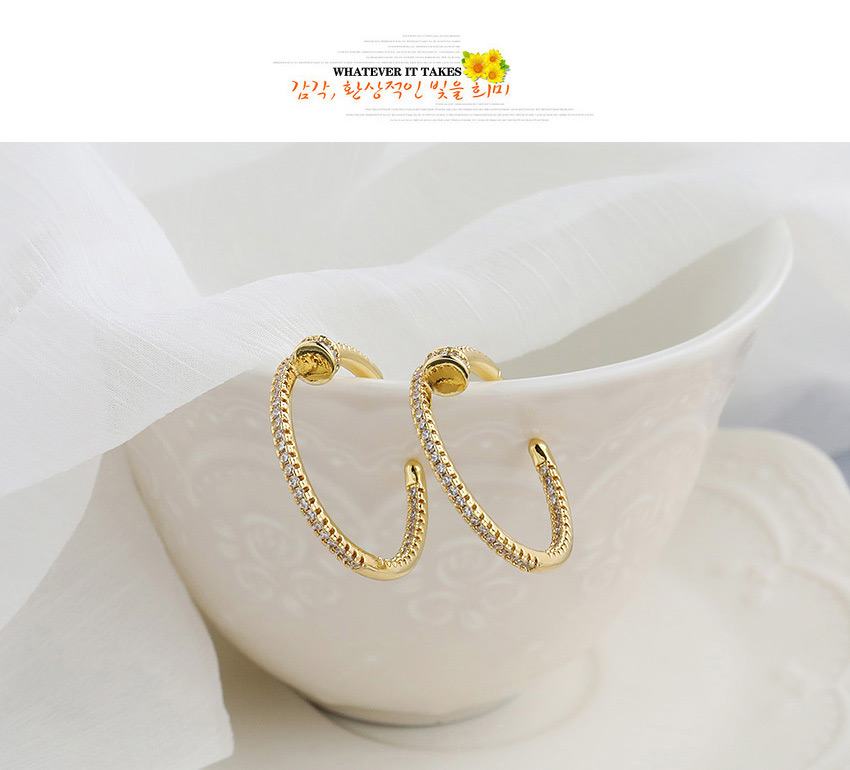 Fashion Golden Copper Inlaid Zircon Geometric Earrings,Earrings