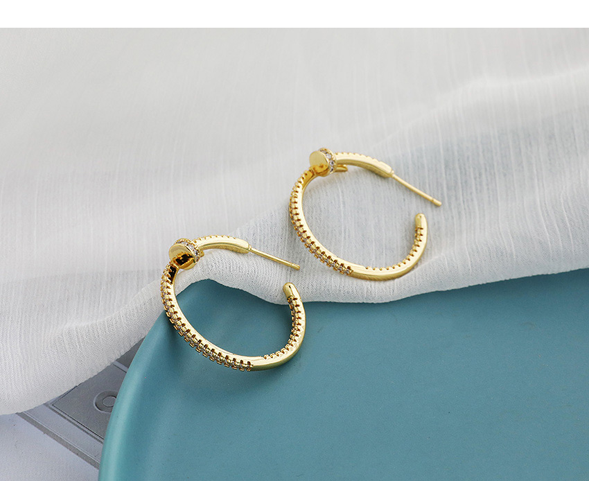 Fashion Golden Copper Inlaid Zircon Geometric Earrings,Earrings