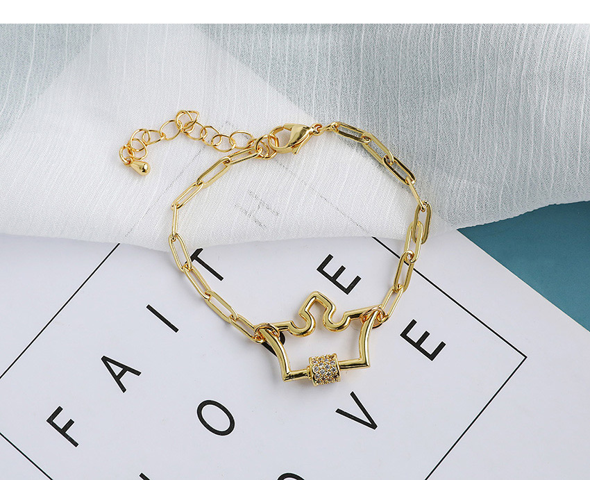 Fashion Golden Copper Inlaid Zircon Heart Bracelet,Bracelets