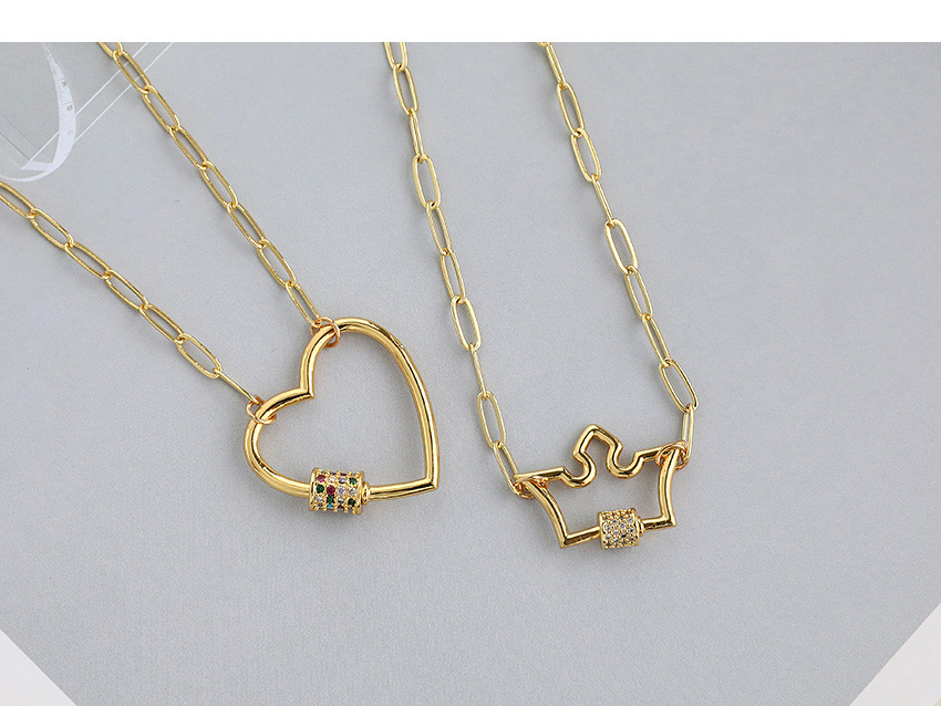 Fashion Golden Copper Inlaid Zircon Heart Necklace 60cm,Necklaces