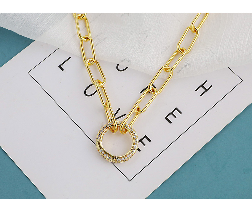 Fashion Golden Copper Inlaid Zircon Ring Necklace 50cm,Necklaces