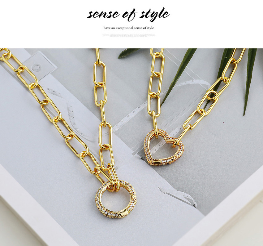 Fashion Golden Copper Inlaid Zircon Ring Necklace 50cm,Necklaces