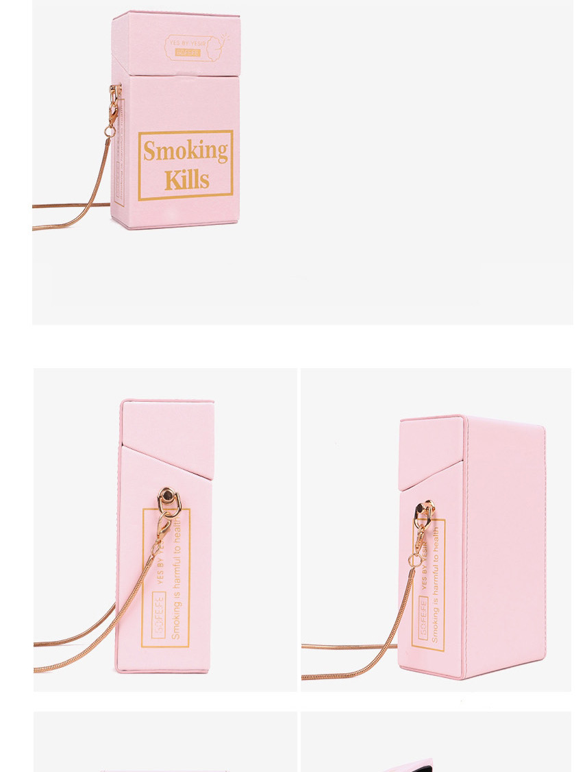 Fashion Pink Chain Cigarette Case Letter Print Shoulder Messenger Bag,Shoulder bags