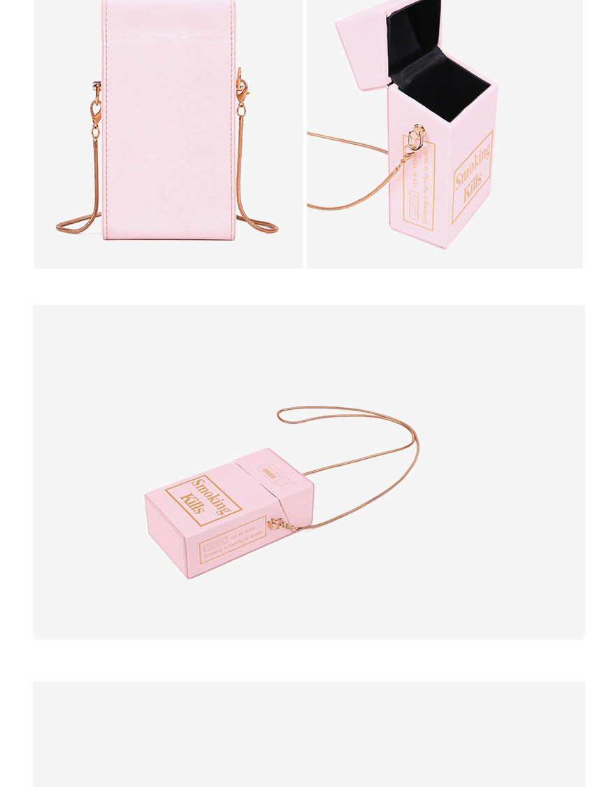 Fashion Pink Chain Cigarette Case Letter Print Shoulder Messenger Bag,Shoulder bags