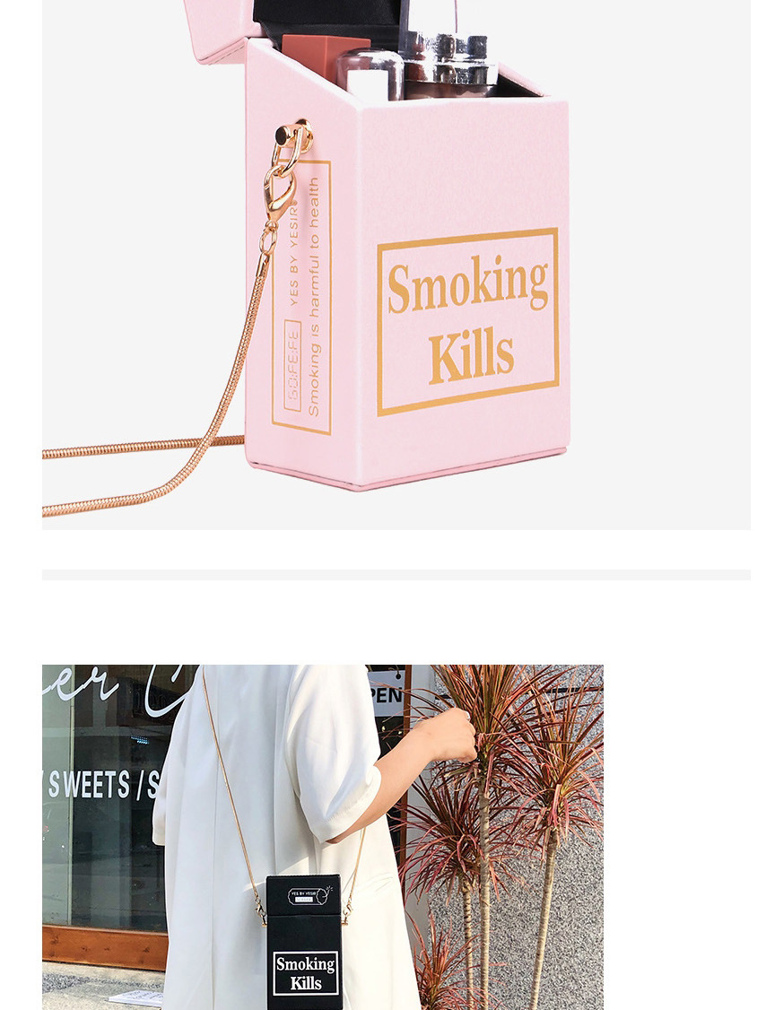 Fashion Black Chain Cigarette Case Letter Print Shoulder Messenger Bag,Shoulder bags