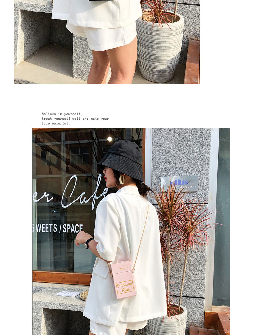 Fashion White Chain Cigarette Case Letter Print Shoulder Messenger Bag,Shoulder bags