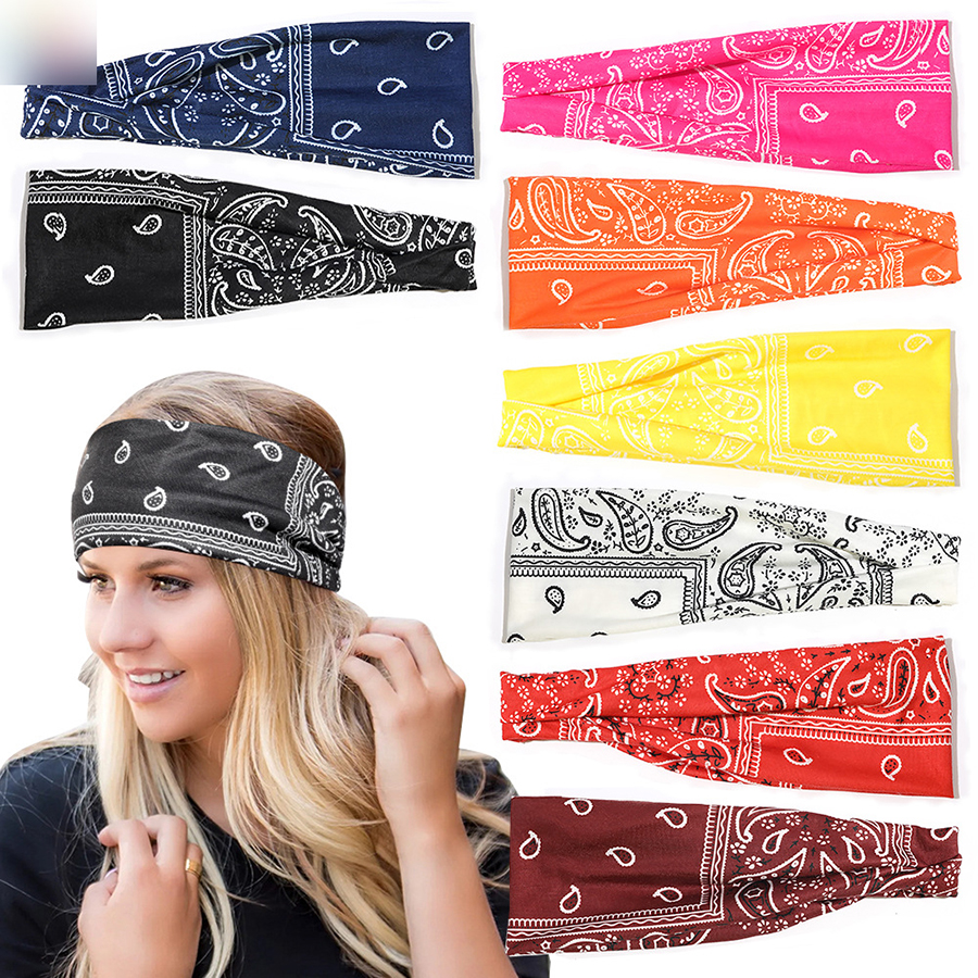 Fashion Orchid Water Green Printed Button Sports Yoga Wide-brimmed Headband,Hair Ribbons