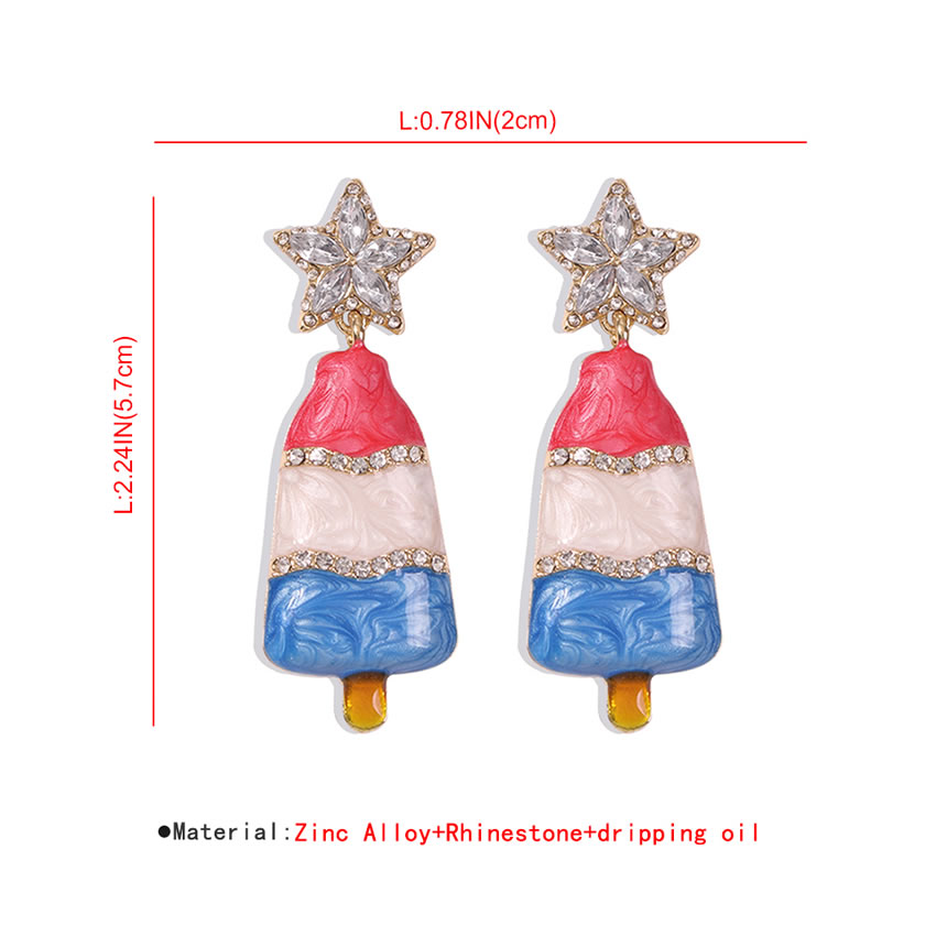 Fashion Gold Color Diamond-studded Five-pointed Star Dripping Ice Cream Earrings,Stud Earrings