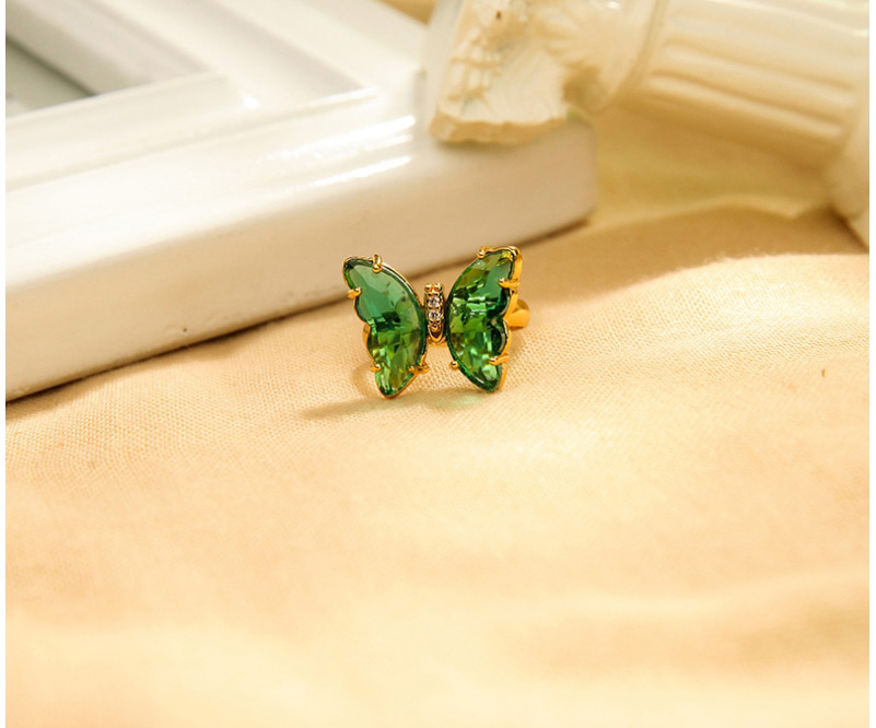 Fashion Cherry Blossom Powder Butterfly Diamond Alloy Open Ring,Fashion Rings