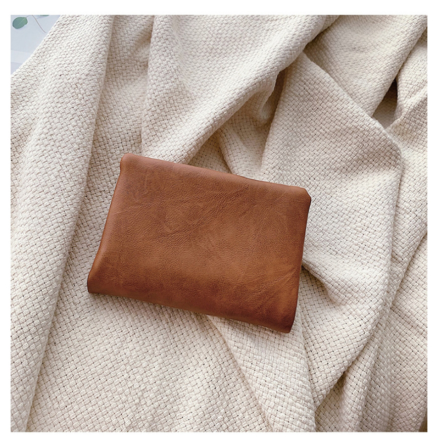 Fashion Brown Flower Solid Color Dark Buckle 2 Fold Wallet,Wallet