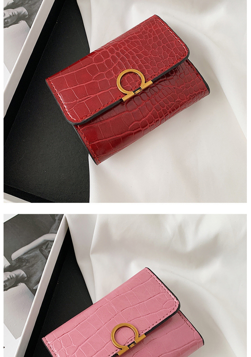 Fashion Red Metal Logo Wallet With Stone Flap Flap,Wallet