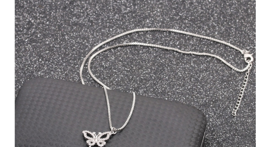 Fashion White Gold Micro Zircon Butterfly Pendant Necklace,Pendants