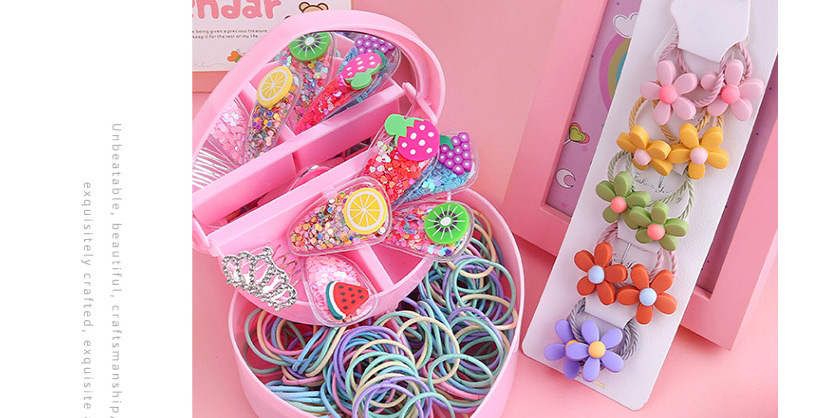 Fashion Rainbow Hairpin + Small Flower Hair Rope A Total Of 141 Sets Resin Flower Fruit Crown Rainbow Children Hairpin Hair Rope Set,Kids Accessories
