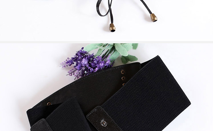 Fashion Black Wide Elastic Tassel Alloy Belt,Wide belts