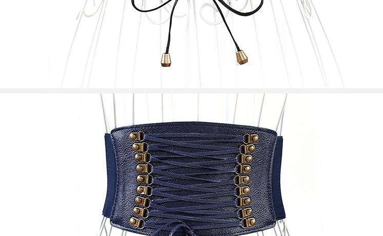 Fashion Royal Blue Wide Elastic Tassel Alloy Belt,Wide belts
