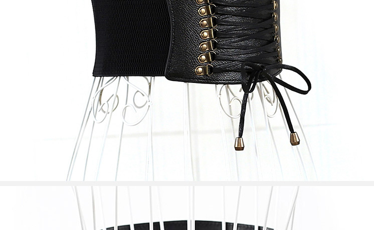 Fashion Black Wide Elastic Tassel Alloy Belt,Wide belts