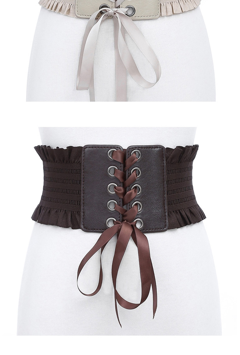 Fashion Khaki Fringed Bow Tie Wide Belt,Wide belts
