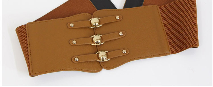 Fashion Brown Elastic Super Wide Alloy Elastic Belt,Wide belts